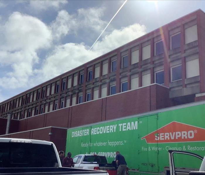Photo of SERVPRO Disaster Relief Truck outside of brick building in Tuskegee, Alabama