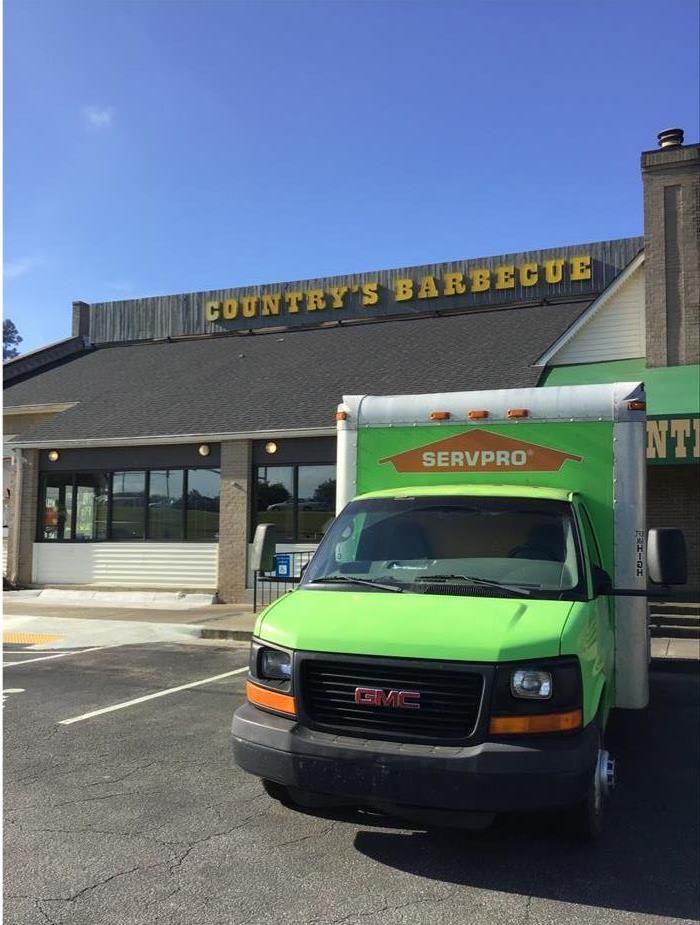 Photo of SERVPRO truck outside of Country's Barbecue on Veterans Parkway in Columbus, GA